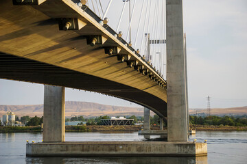 Close-up of cable bridge architecture