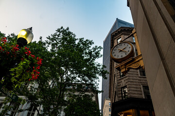 Downtown Boston, MA on a summer day at Dusk