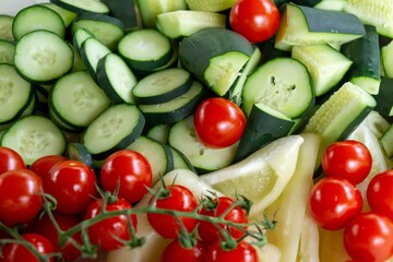 Cucumbers, tomatoes and other vegetables macro