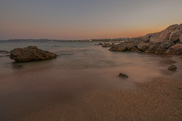Sunset on the beach of Rhodes