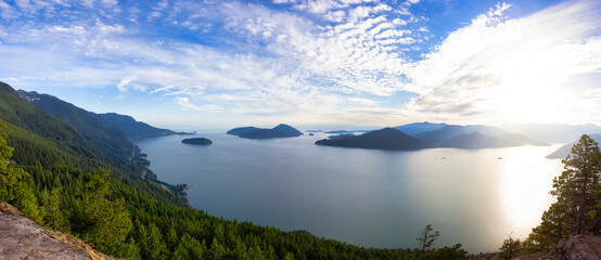 Tunnel Bluffs Hike, in Howe Sound, North of Vancouver, British Columbia, Canada. Panoramic Canadian...