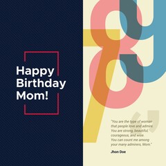 Elegant happy birthday greeting card and social media post template