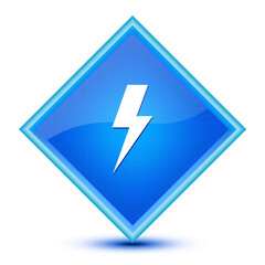 Lightning bolt icon isolated on special blue diamond button illustration