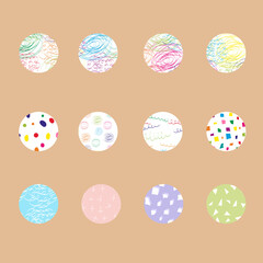Highlight covers backgrounds. Set of contemporary icon for decorative design. Vector concept. Creative abstract line drawing. Simple doodle cover design with abstract highlights. Social media post.