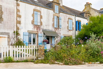 Carnac in Brittany, near the gulf of Morbihan, traditional house in the village
