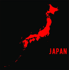 Map of Japan, accurate map, on black background