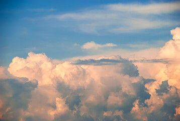 Large, beautiful, thunderclouds at sunset.