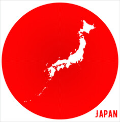 Map of Japan, accurate map, in red background