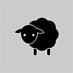 Baby sheep icon. Vector drawing. Lamb black and white silhouette.