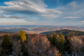 View from the observation tower on the top of Korbania Mountain to the waters of Lake Solina and the Bieszczady Mountains, Solina, Polanczyk, Korbania, Bukowiec