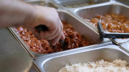 self-service cafeteria or buffet restaurant. Served Meal In factory Canteen 