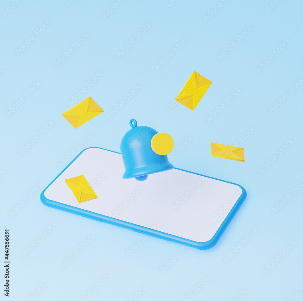 Poster a phone with a notification that an email has arrived from the user. the mobile phone is lying on th