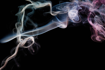 Silky smoke curves on black background