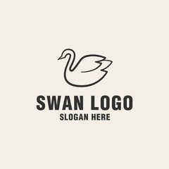 Fototapeta na wymiar Swan logo template on monogram style