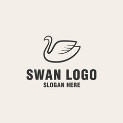 Fototapeta na wymiar Swan logo template on monogram style