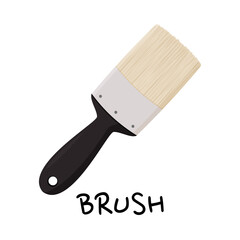 Wide brush vector illustration. Hand tool for repair isolated on white background.