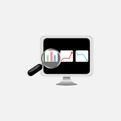 computer monitor with magnifier, vector illustration