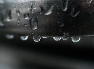 ice rain drops on metal