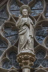 Obraz premium The Church of Saint-Maclou (1436 - 1521) - Roman Catholic church in Rouen, France. It considered one of the best examples of the Flamboyant style of Gothic architecture in France.