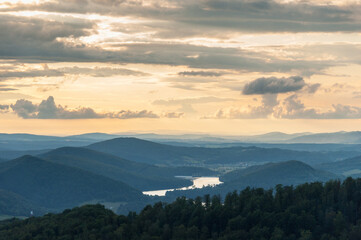 Solińskie Lake photographing from the top of Jawor, Solina, Bieszczady Mountains