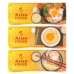 Design banner Asian food banners set isolated vector illustration