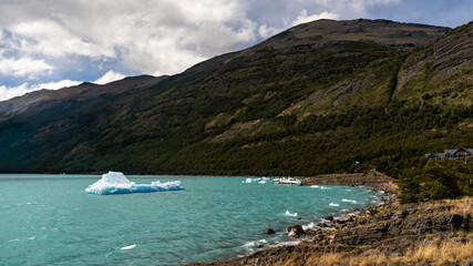 Sailing between icebergs in Los Glaciares National Park