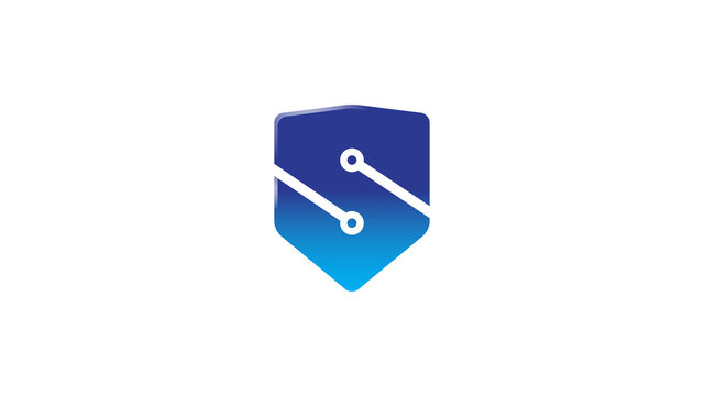 creative blue shield letter s technology logo
