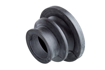 vehicle axle boots or CV joint boots black rubber flexible cover to protect against dust and moisture car spare parts isolated on white background.