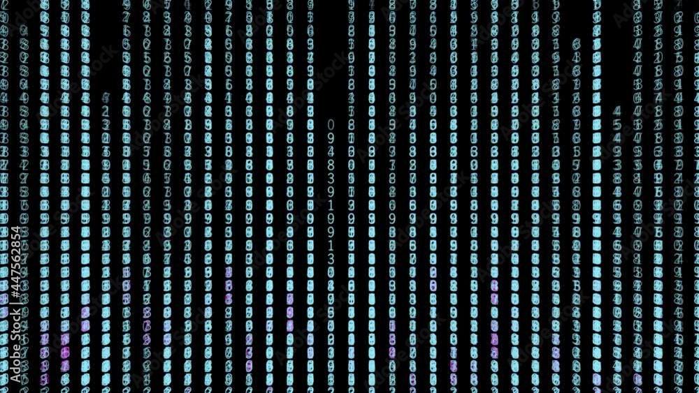 Poster rain of numbers in computer. motion. beautiful hacker background with lines of changing numbers. mat