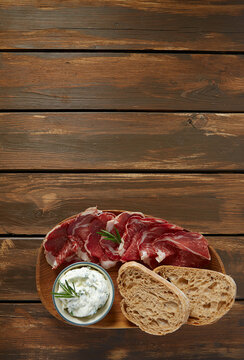 fresh chiabatta, cream chease and sliced dried meat