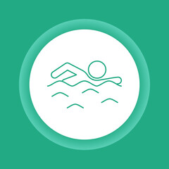 Swimming man color button icon. Water swim sport concept.