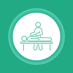 Massage procedure color button icon. Physiotherapy, acupuncture