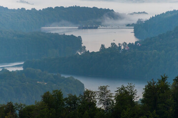 Solińskie Lake at sunrise, Solina, Polańczyk, Bieszczady, sunrise