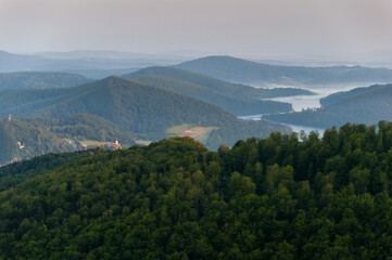 Solińskie Lake at sunrise, Solina, Polańczyk, Bieszczady, sunrise