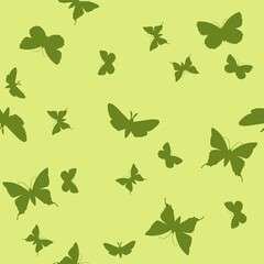 Fototapeta na wymiar Seamless pattern. Meadow butterflies close-up. Beautiful silhouette. Cartoon style. Flat design. Vector illustration. art
