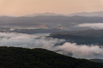 Solińskie Lake at sunrise, Solina, Polańczyk, Bieszczady, sunrise