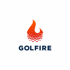 golf ball fire flame abstract negative space creative logo illustration