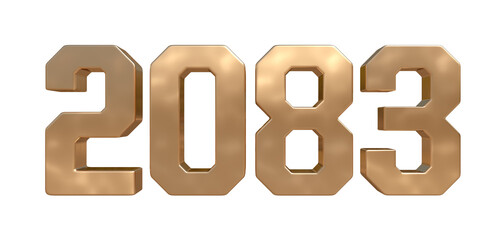 2083 golden bold letters isolated on white 3d-illustration