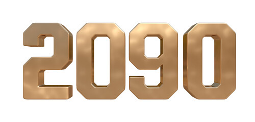 2090 golden bold letters isolated on white 3d-illustration