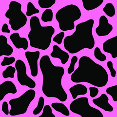 Abstract black and pink animal print, spotted skin seamless pattern.