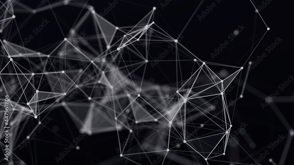 Leinwandbilder Digital technology background. Network connection dots and lines. Futuristic background for presentation design. 3d
