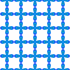 Watercolor summer ethnic border pattern. Blue