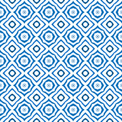 Watercolor summer ethnic border pattern. Blue