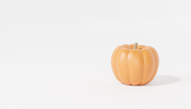 Pumpkin on white background for advertising on autumn holidays or sales, 3d banner render