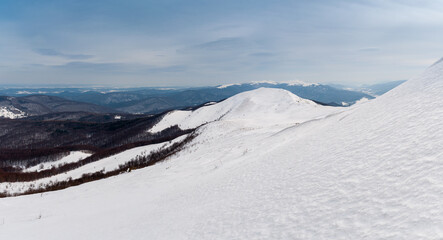 Połonina Caryńska in winter scenery, Bieszczady, Bieszczady National Park