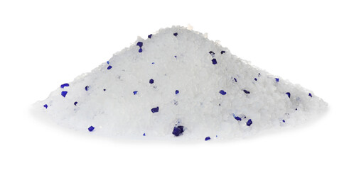 Pile of silica gel cat litter isolated on white