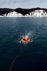 lifebuoy at sea - 447571230