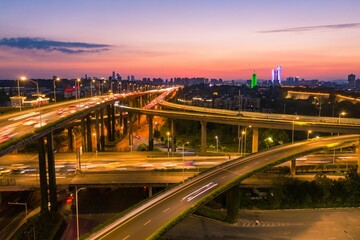 The overpass in Nanjing city at sunset in China