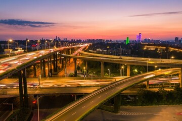Fototapeta na wymiar The overpass in Nanjing city at sunset in China