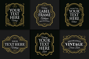 set collection vector vintage frame ornament